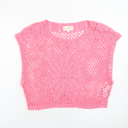 New Look Women’s Pink Crochet Sleeveless Pullover Jumper M