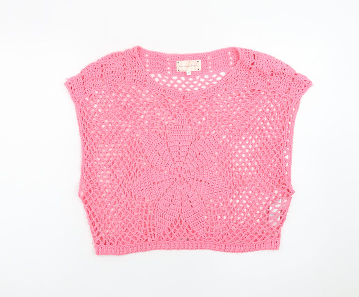New Look Women’s Pink Crochet Sleeveless Pullover Jumper M