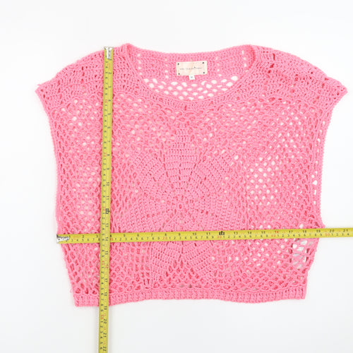 New Look Women’s Pink Crochet Sleeveless Pullover Jumper M