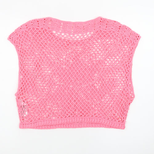 New Look Women’s Pink Crochet Sleeveless Pullover Jumper M