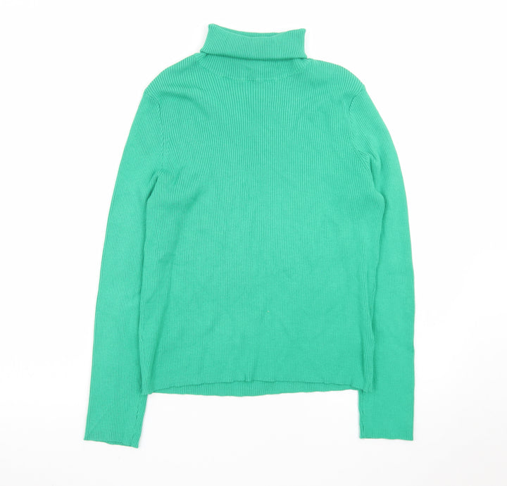 H&M Divided Women's Green Roll Neck Slim Fit Knit Jumper Size 14