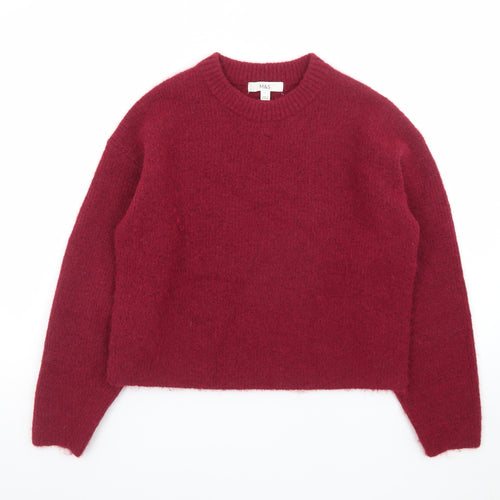 Marks and Spencer Women's Red Wool Blend Crew Neck Pullover Jumper Size S