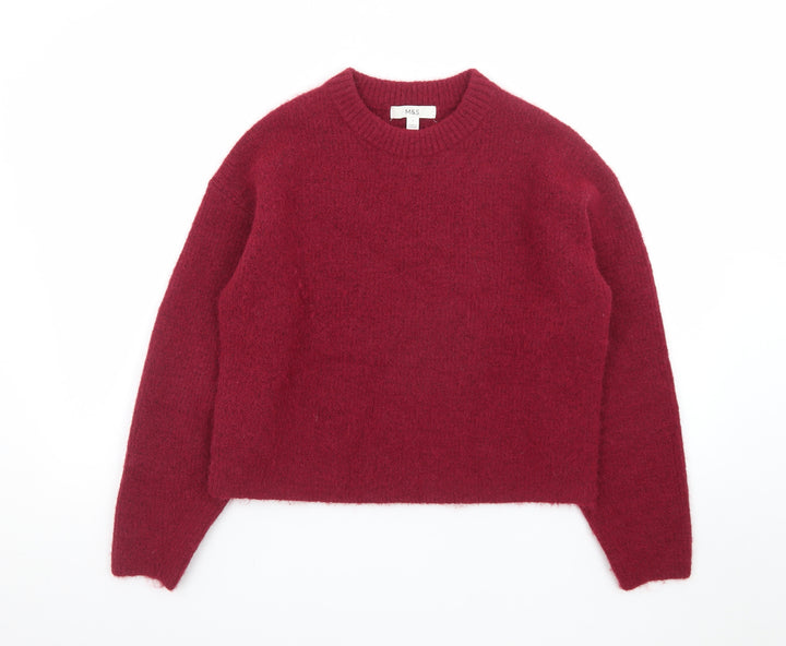 Marks and Spencer Women's Red Wool Blend Crew Neck Pullover Jumper Size S