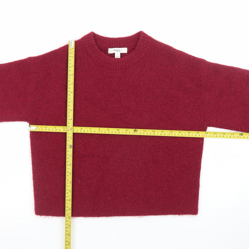 Marks and Spencer Women's Red Wool Blend Crew Neck Pullover Jumper Size S
