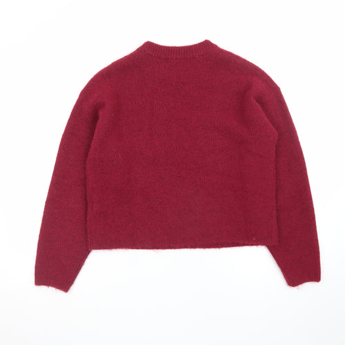 Marks and Spencer Women's Red Wool Blend Crew Neck Pullover Jumper Size S