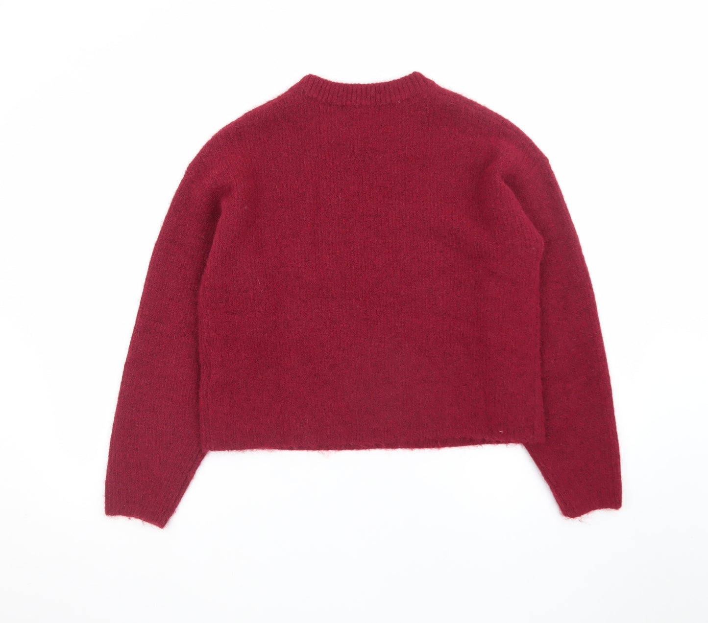 Marks and Spencer Women's Red Wool Blend Crew Neck Pullover Jumper Size S