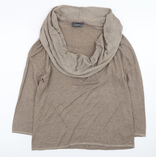 Marks and Spencer Per Una Women's Beige Cowl Neck Jumper Size 12
