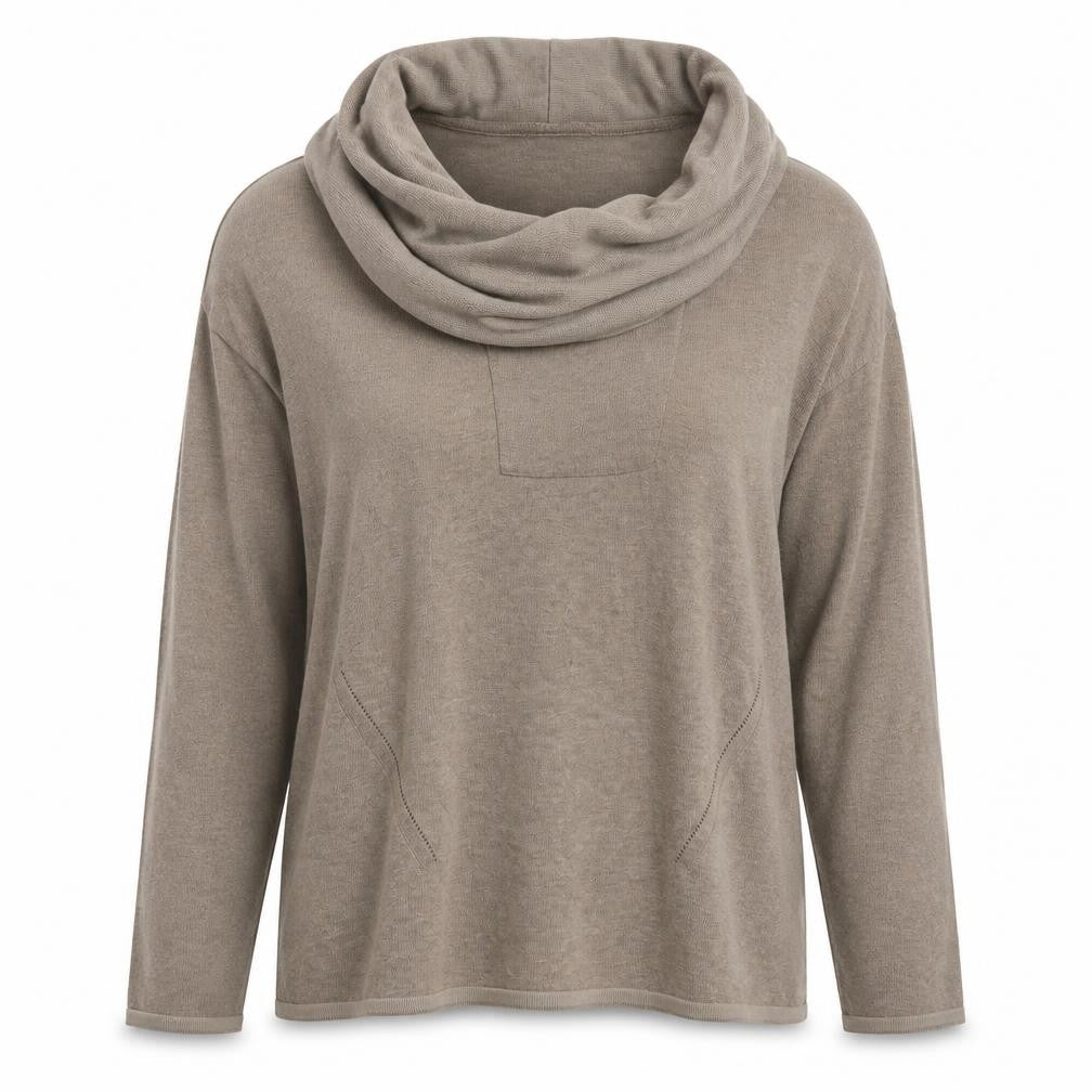 Front view of Marks & Spencer Per Una Women's Beige Cowl Neck Jumper, size 12