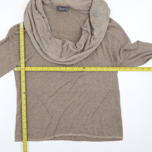 Marks and Spencer Per Una Women's Beige Cowl Neck Jumper Size 12