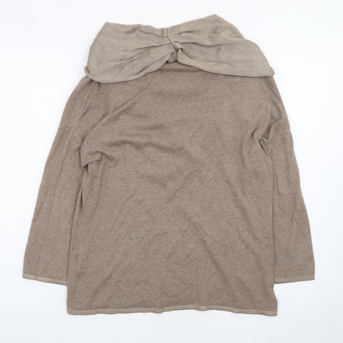 Marks and Spencer Per Una Women's Beige Cowl Neck Jumper Size 12
