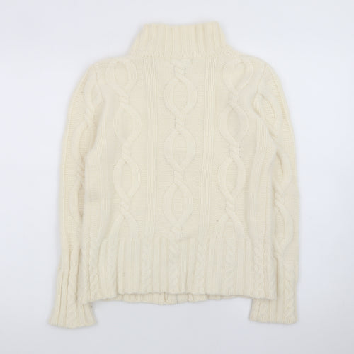 Kaliko Women Ivory Wool Angora Cable Knit Full Zip Jumper Size 10