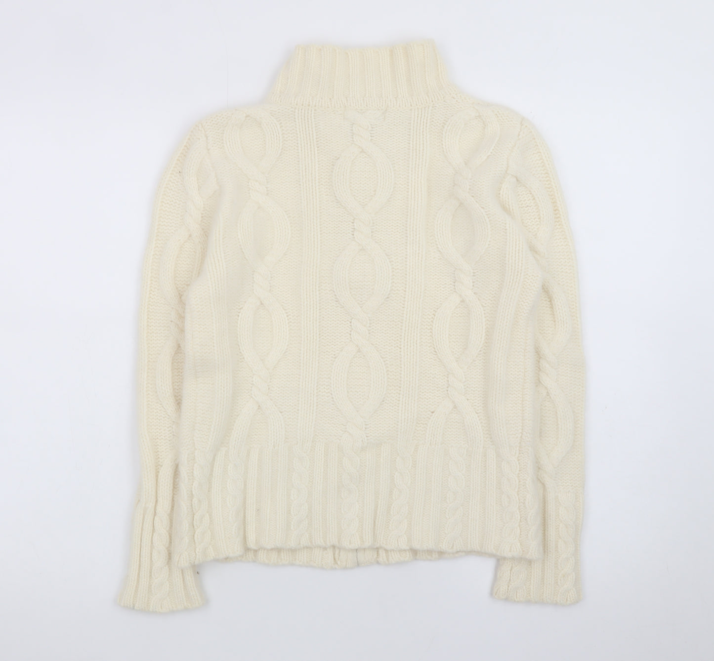 Kaliko Women Ivory Wool Angora Cable Knit Full Zip Jumper Size 10