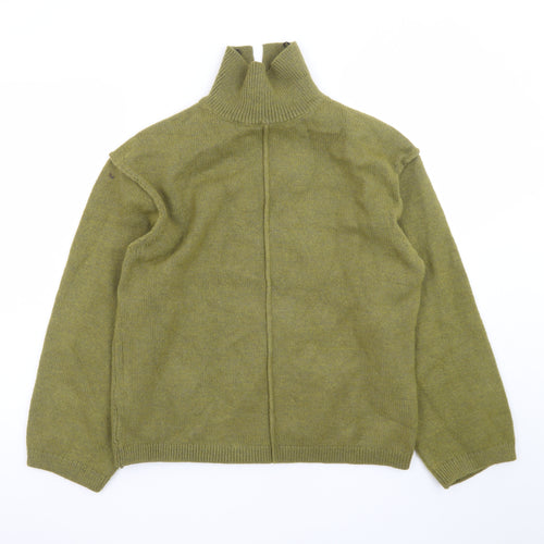 H&M Women's Green Roll Neck Wool Blend Pullover Jumper XS