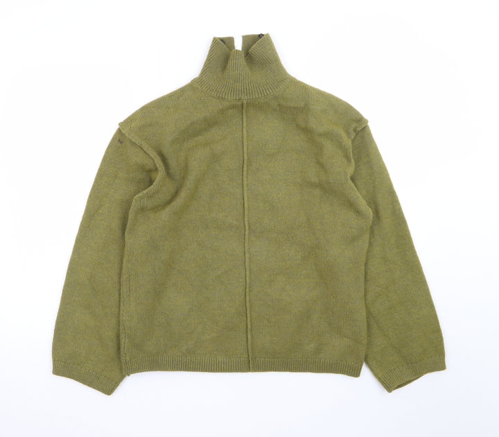 H&M Women's Green Roll Neck Wool Blend Pullover Jumper XS