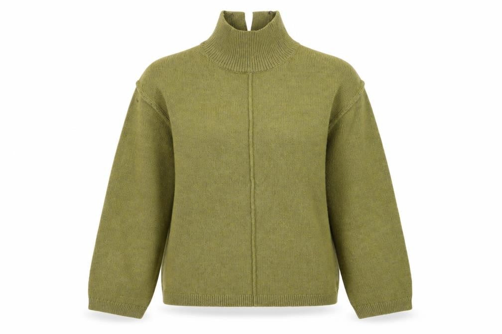 Front view of H&M Women's Green Roll Neck Wool Blend jumper XS