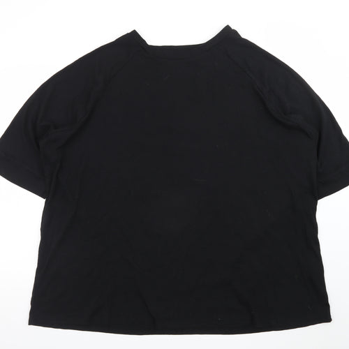 Capsule Womens Black Relaxed Fit Cotton Blend Short Sleeve T-Shirt Size 32
