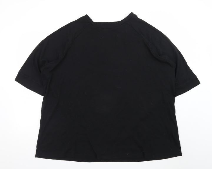 Capsule Womens Black Relaxed Fit Cotton Blend Short Sleeve T-Shirt Size 32