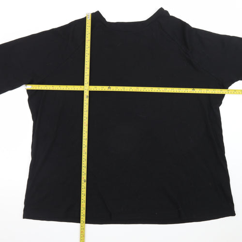 Capsule Womens Black Relaxed Fit Cotton Blend Short Sleeve T-Shirt Size 32