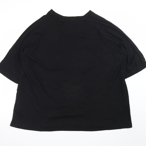 Capsule Womens Black Relaxed Fit Cotton Blend Short Sleeve T-Shirt Size 32