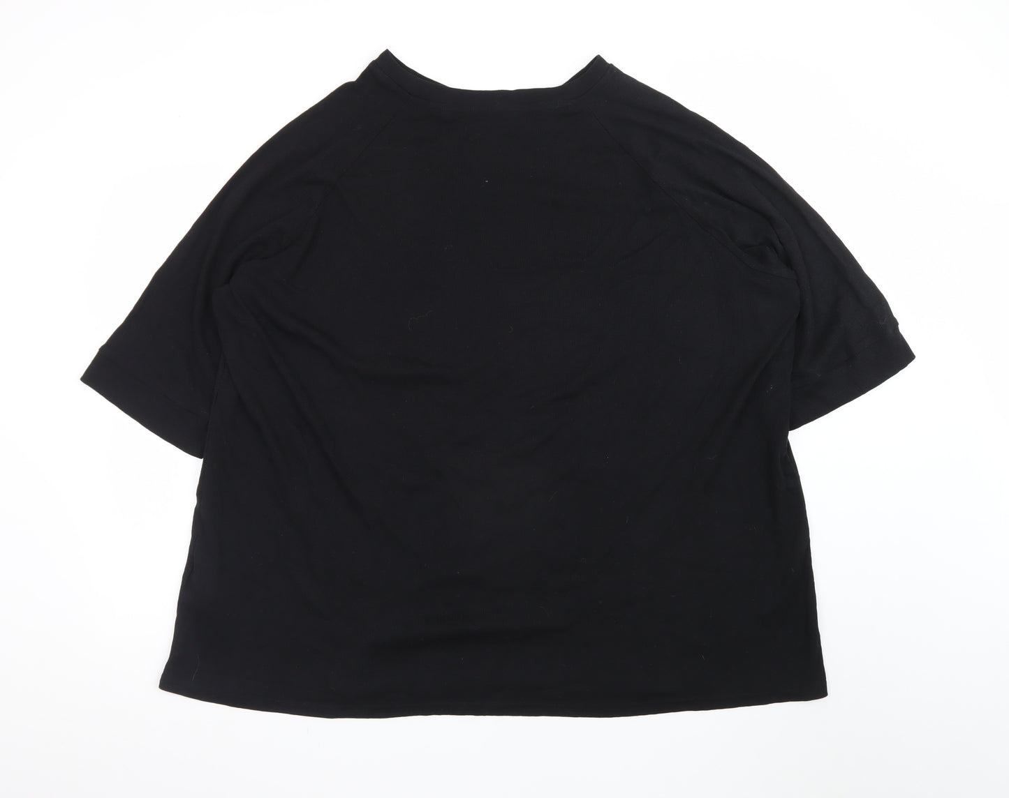 Capsule Womens Black Relaxed Fit Cotton Blend Short Sleeve T-Shirt Size 32