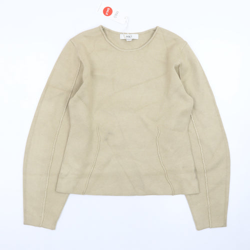 Marks and Spencer Women Beige XS Knit Pullover Jumper
