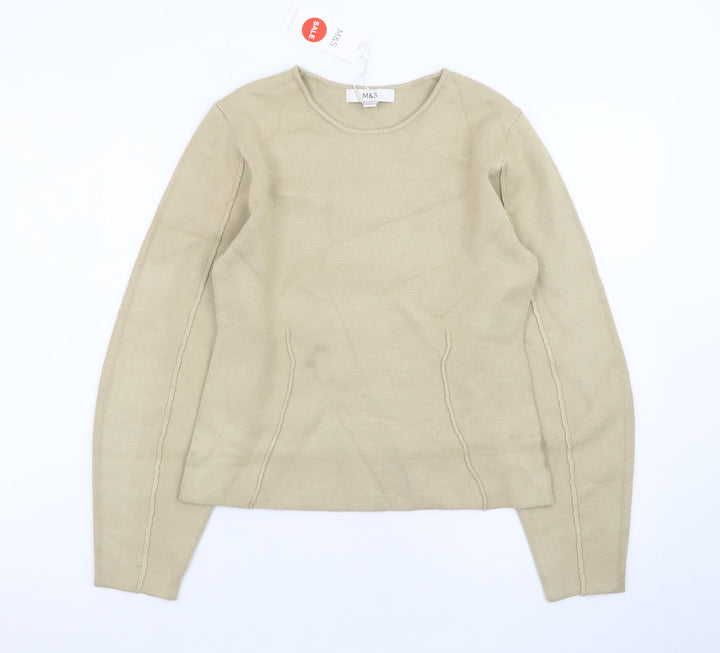 Marks and Spencer Women Beige XS Knit Pullover Jumper