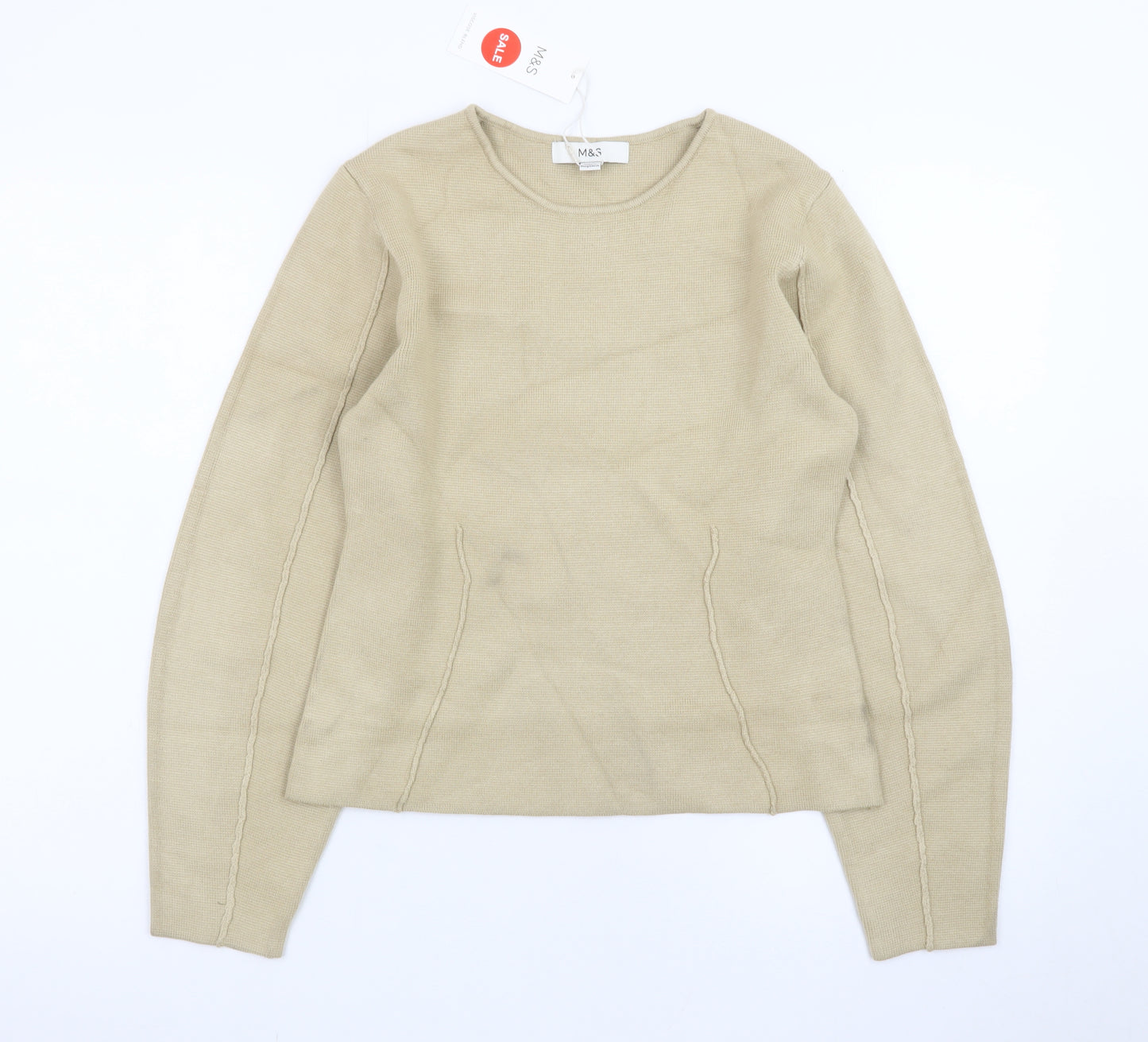Marks and Spencer Women Beige XS Knit Pullover Jumper