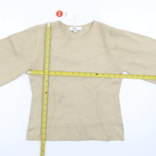 Marks and Spencer Women Beige XS Knit Pullover Jumper