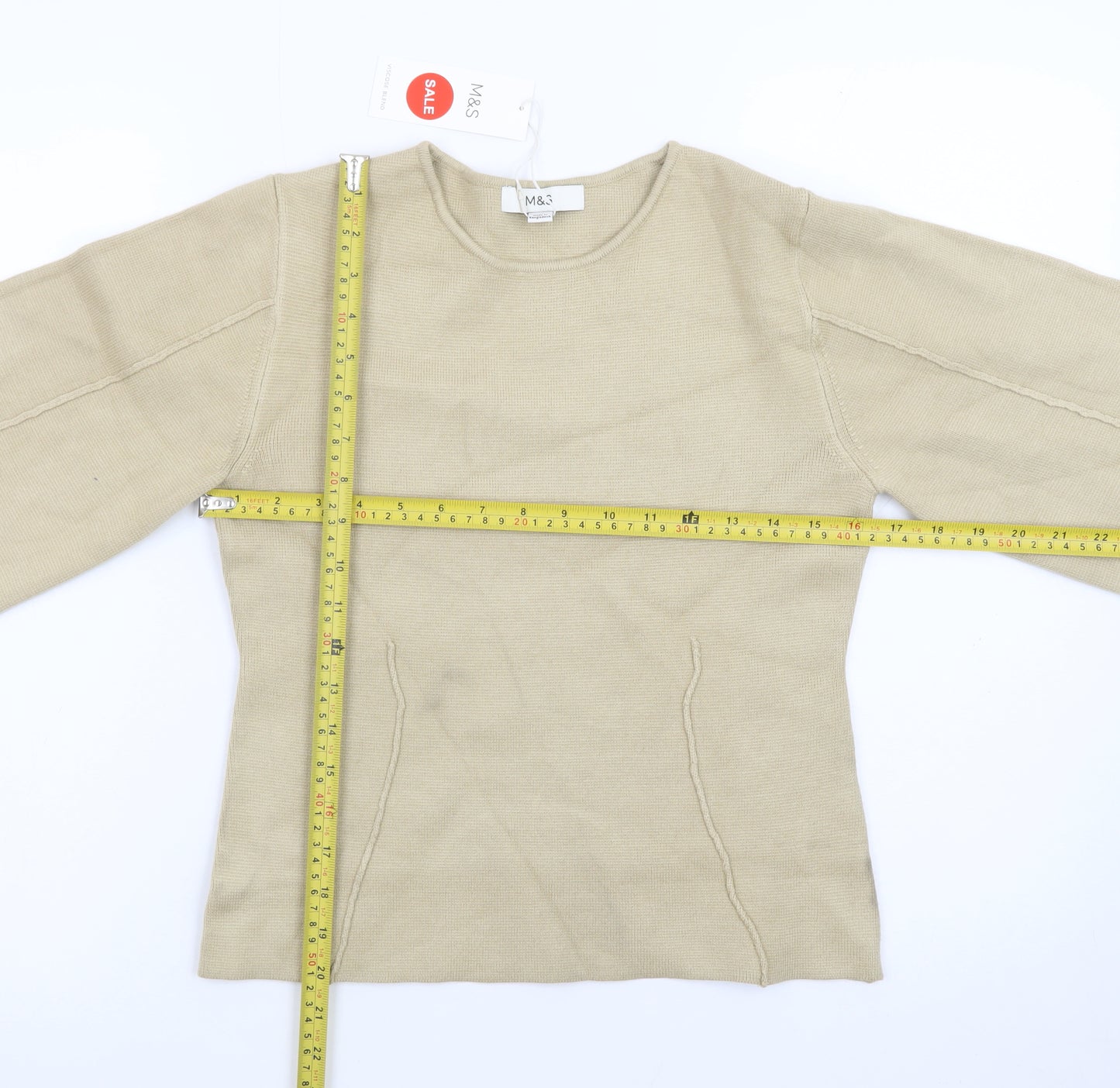 Marks and Spencer Women Beige XS Knit Pullover Jumper