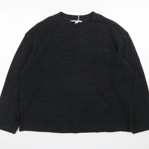 Marks and Spencer Women’s Black Wool Blend Crew Neck Jumper Size 14
