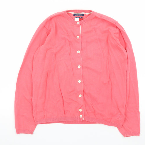 Tommy Hilfiger Women's Pink Cotton Crew Neck Cardigan M