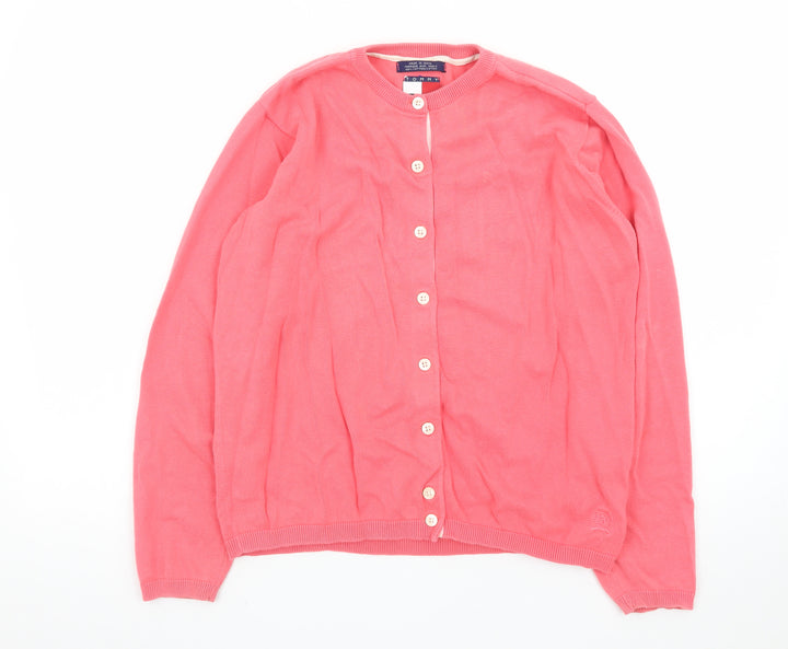 Tommy Hilfiger Women's Pink Cotton Crew Neck Cardigan M