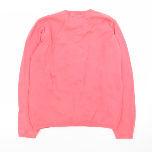 Tommy Hilfiger Women's Pink Cotton Crew Neck Cardigan M
