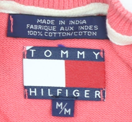 Tommy Hilfiger Women's Pink Cotton Crew Neck Cardigan M