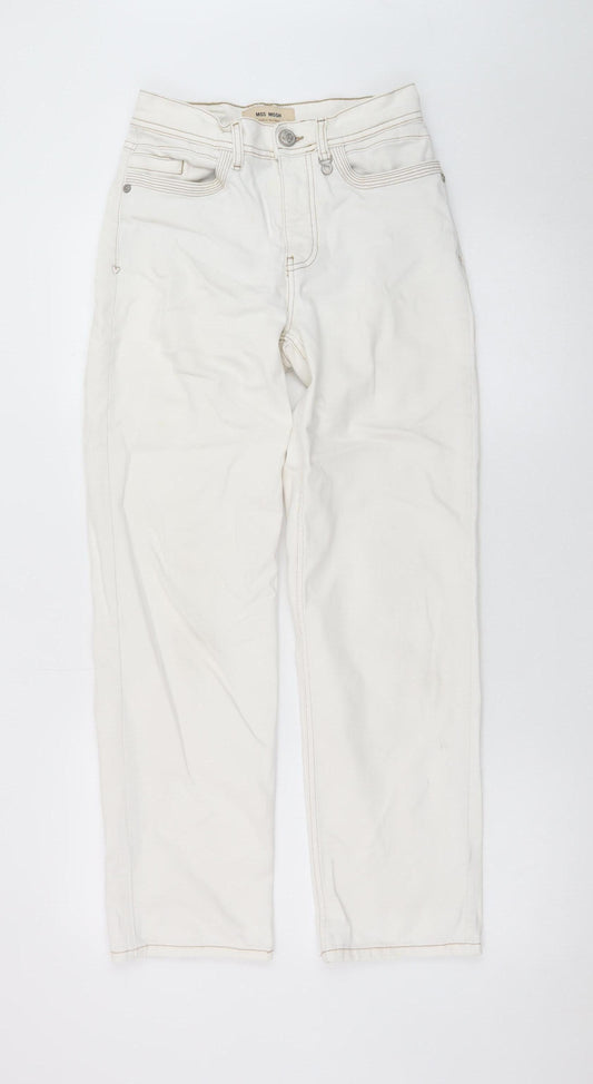 MOS MOSH Women's Ivory Straight Jeans Size 25 High Rise Slim Fit