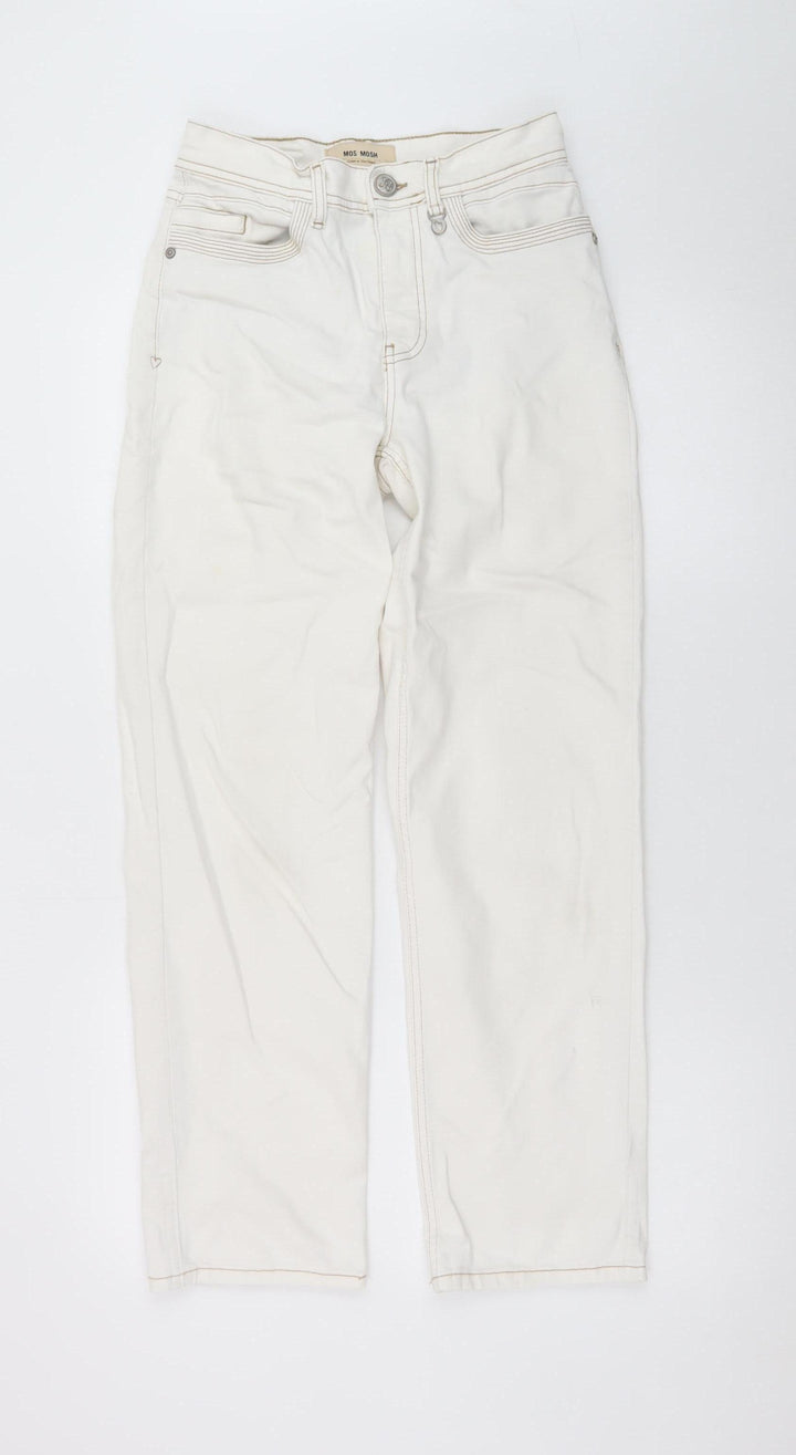 MOS MOSH Women's Ivory Straight Jeans Size 25 High Rise Slim Fit