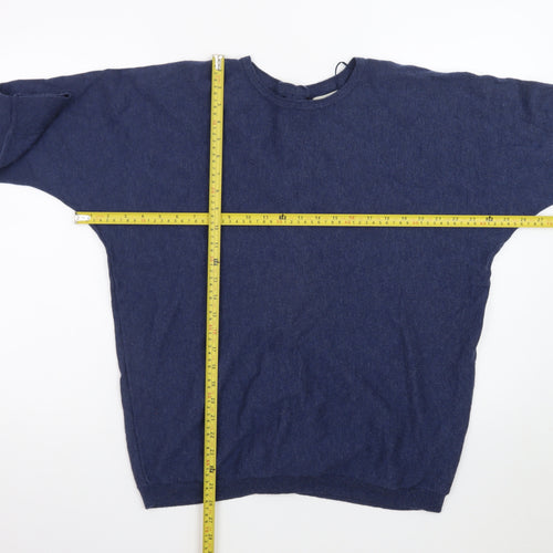 Fat Face Womens Blue Wool Blend Button Back Jumper UK 14