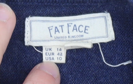 Fat Face Womens Blue Wool Blend Button Back Jumper UK 14