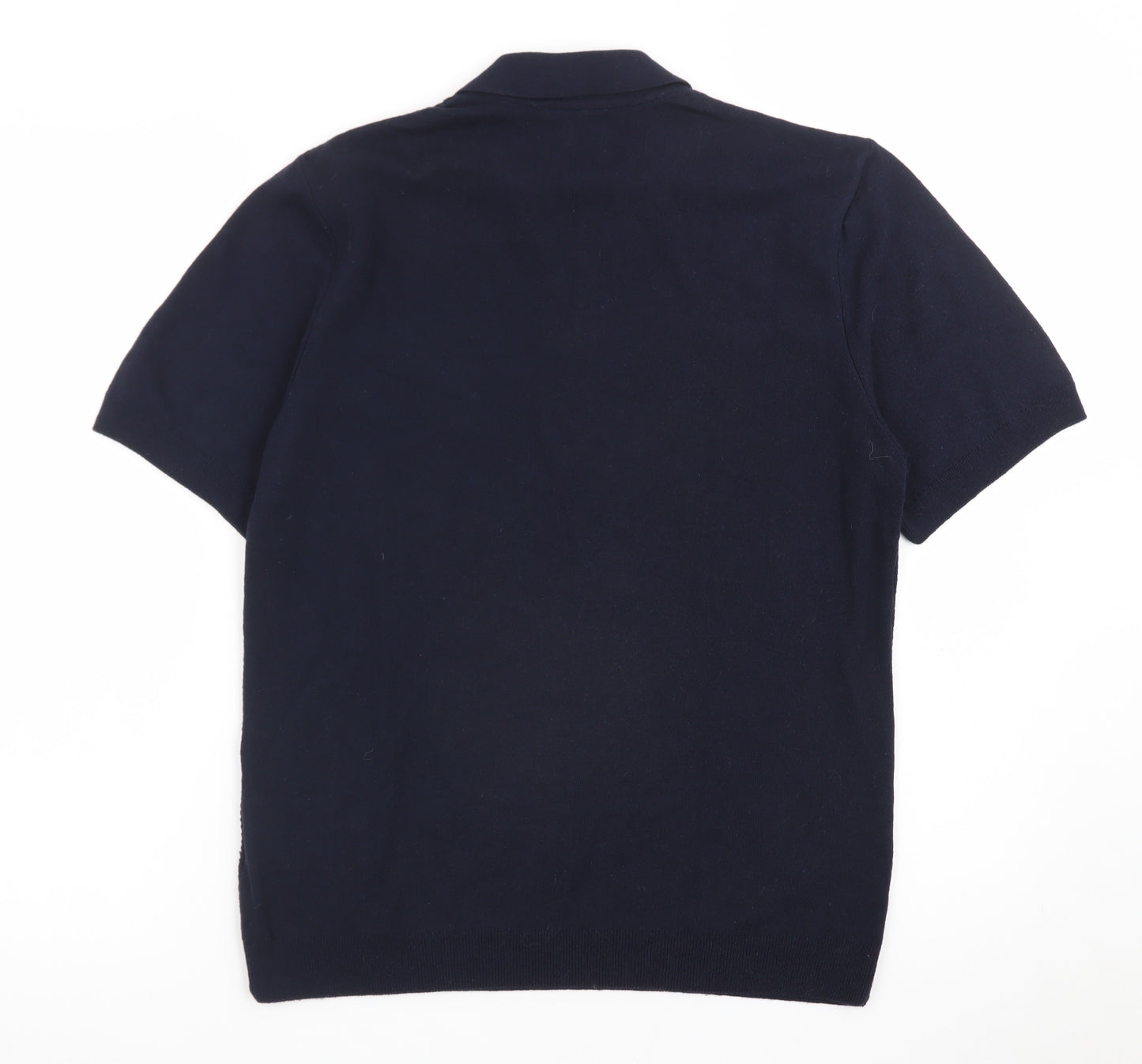 H&M Men's Navy Short Sleeve Slim Fit Polo Shirt Cotton Blend Small