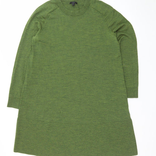 COS Women Green Wool Knit Shift Dress Size 14 Long Sleeve