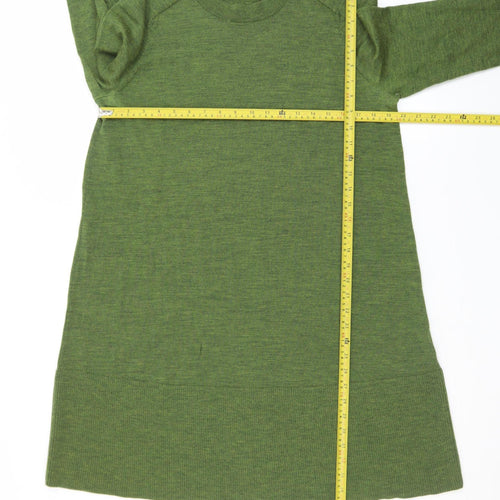 COS Women Green Wool Knit Shift Dress Size 14 Long Sleeve