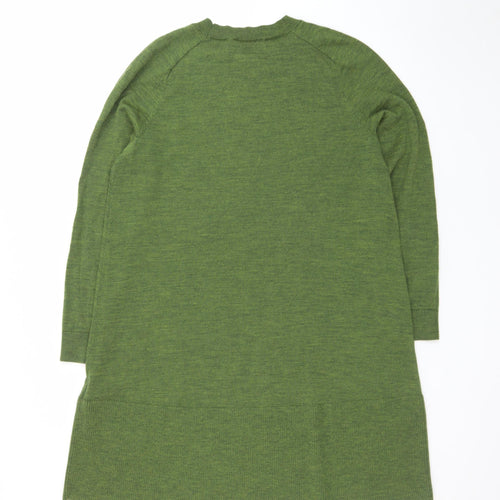 COS Women Green Wool Knit Shift Dress Size 14 Long Sleeve