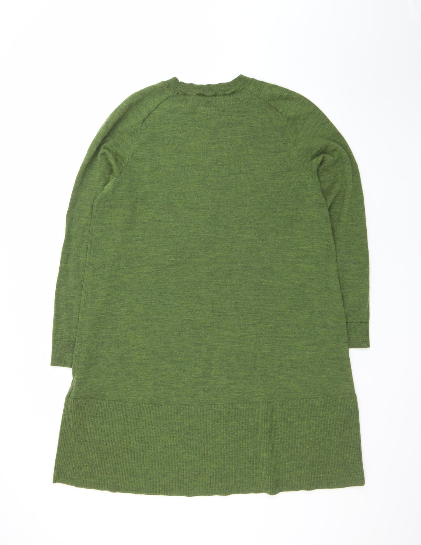 COS Women Green Wool Knit Shift Dress Size 14 Long Sleeve