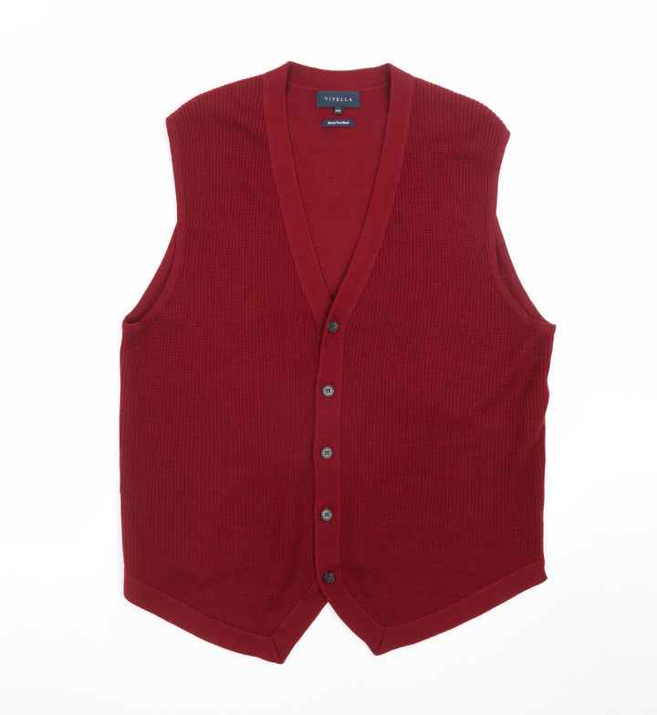 Viyella Womens Red Merino Wool Blend Sleeveless Vest XXL