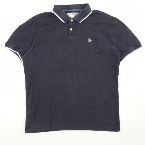 Original Penguin by Munsingwear Men's Navy Blue Cotton Polo Shirt M