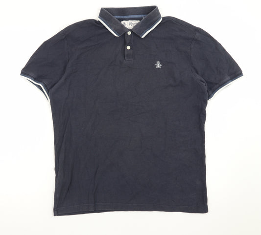 Original Penguin by Munsingwear Men's Navy Blue Cotton Polo Shirt M