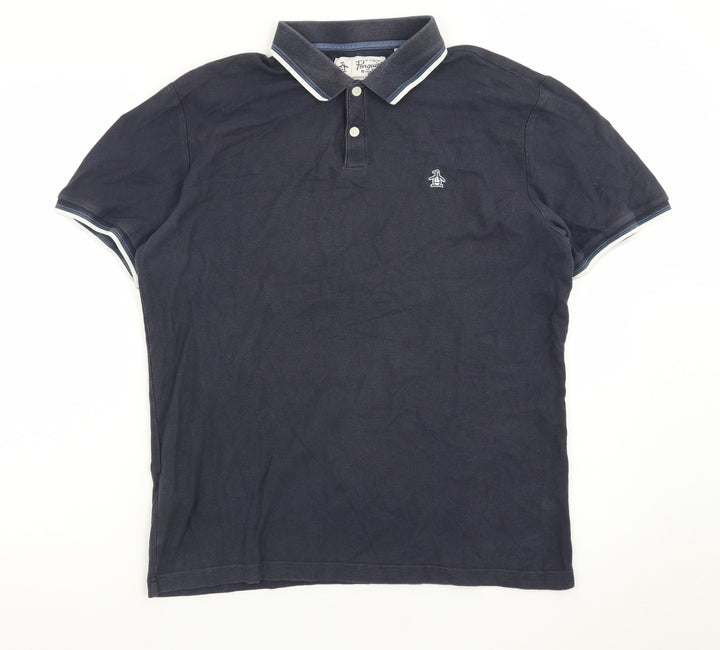 Original Penguin by Munsingwear Men's Navy Blue Cotton Polo Shirt M