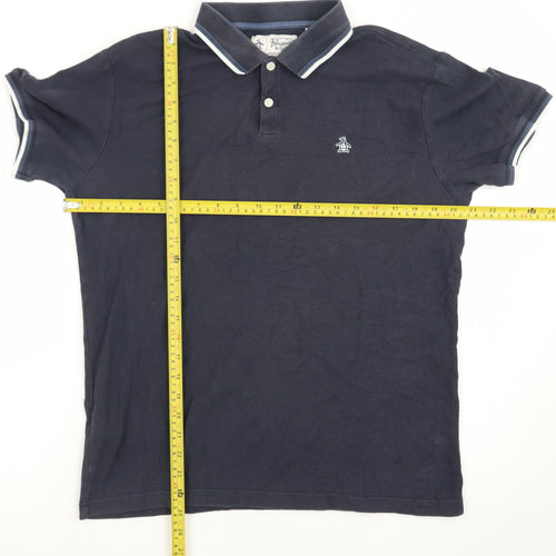 Original Penguin by Munsingwear Men's Navy Blue Cotton Polo Shirt M