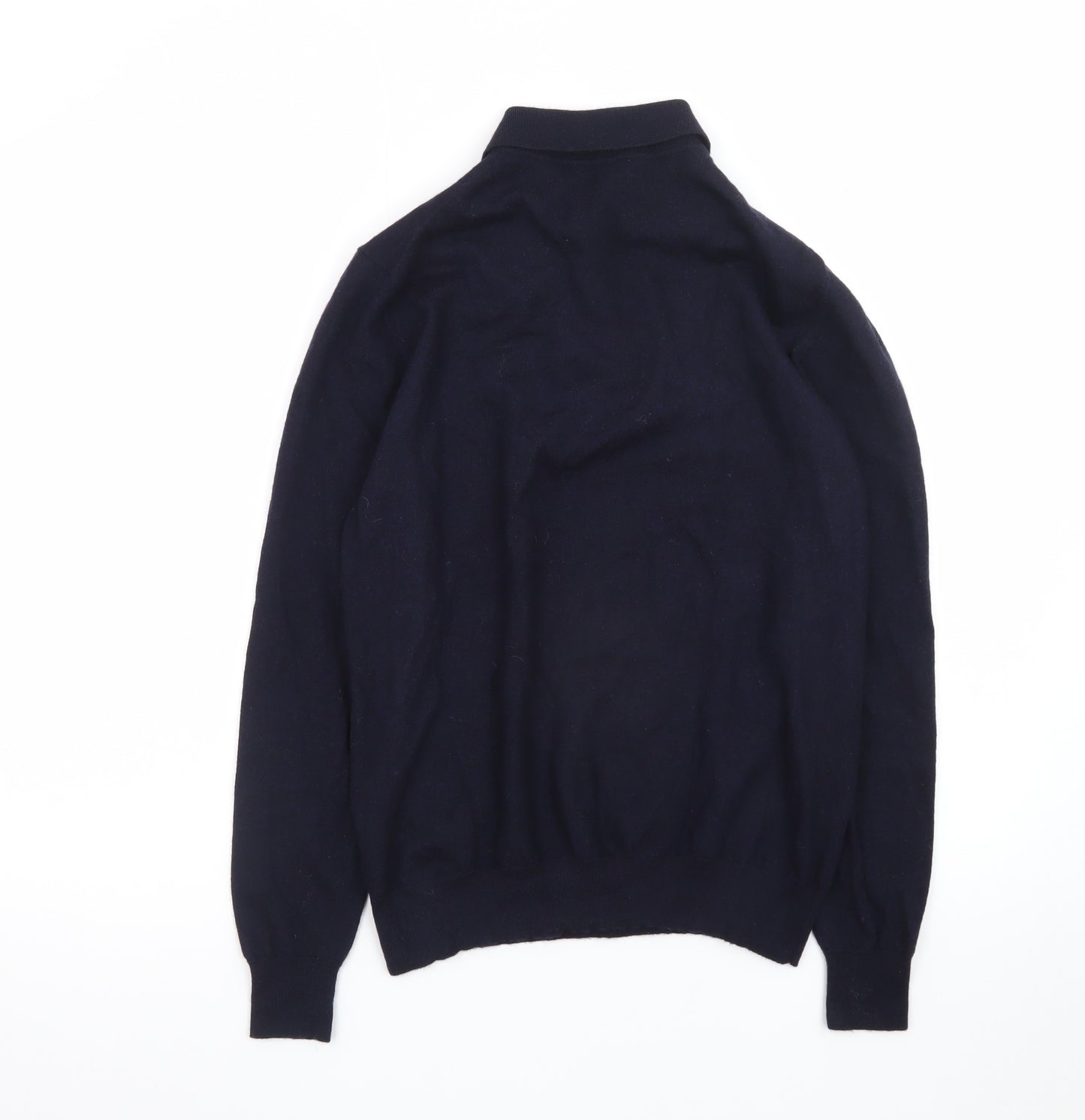 Suitsupply Men’s Navy Merino Wool Long Sleeve Henley Jumper Size M