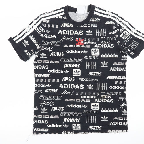Adidas Men's Black Graphic Print Crew Neck Short Sleeve T-Shirt XS